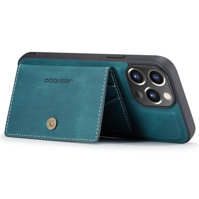 JEEHOOD - JEEHOOD iPhone 13 Pro Max Fodral Läder Plast Avtagbar - Blå