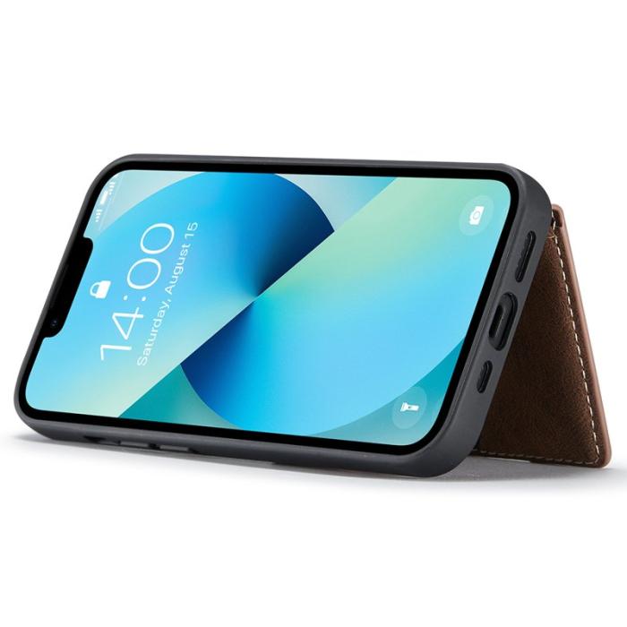 JEEHOOD - JEEHOOD iPhone 14 Fodral Läder Plast Magnetisk 2-i-1 - Brun