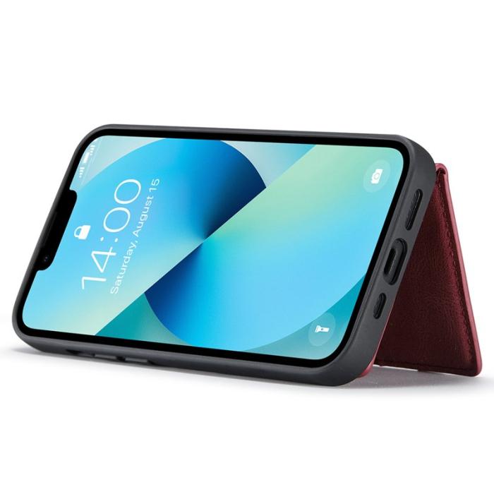 JEEHOOD - JEEHOOD iPhone 14 Fodral Läder Plast Magnetisk 2-i-1 - Röd