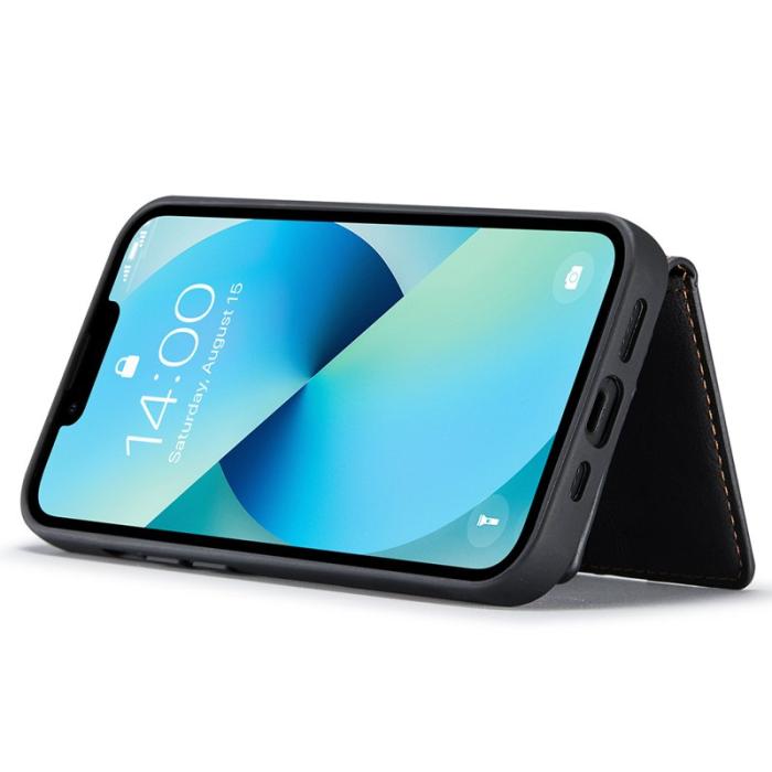 JEEHOOD - JEEHOOD iPhone 14 Fodral Läder Plast Magnetisk 2-i-1 - Svart