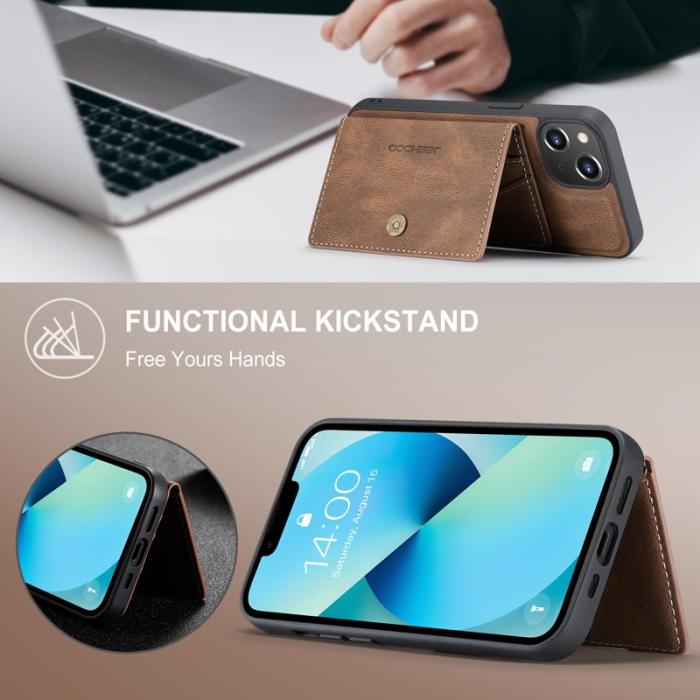 JEEHOOD - JEEHOOD iPhone 14 Plus Fodral Äkta Läder - Brun