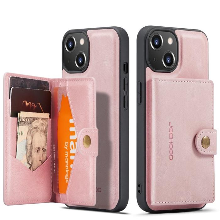 JEEHOOD - JEEHOOD iPhone 14 Plus Fodral Äkta Läder Med Magnetfäste - Rosa