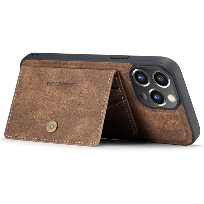 JEEHOOD - JEEHOOD iPhone 14 Pro Fodral Konstläder Plast Magnetisk - Brun