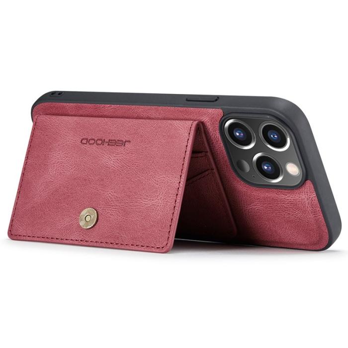 JEEHOOD - JEEHOOD iPhone 14 Pro Fodral Konstläder Plast Magnetisk - Röd