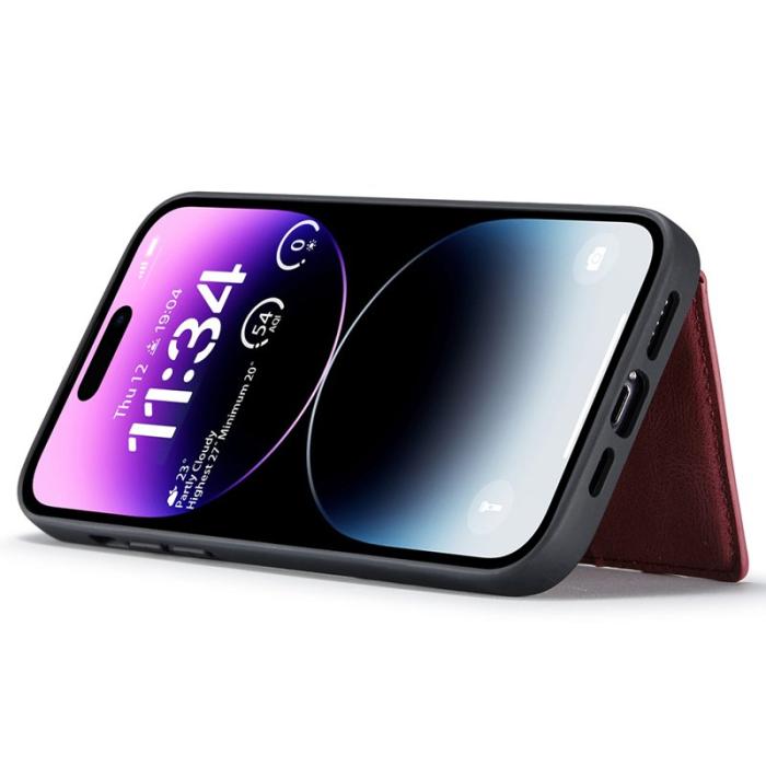 JEEHOOD - JEEHOOD iPhone 14 Pro Fodral Konstläder Plast Magnetisk - Röd