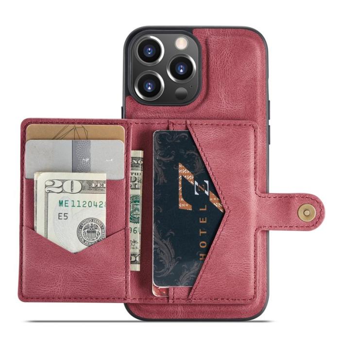 JEEHOOD - JEEHOOD iPhone 14 Pro Max Fodral Äkta Läder Plast - Röd