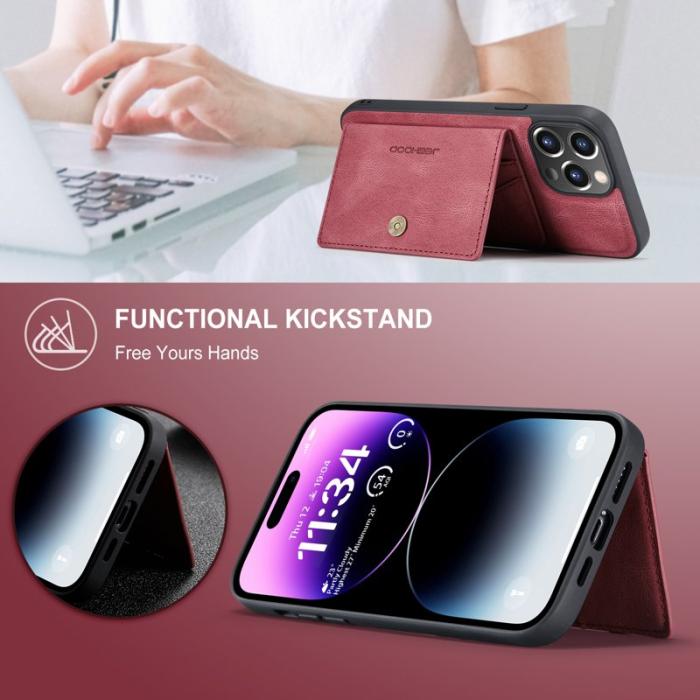 JEEHOOD - JEEHOOD iPhone 14 Pro Max Fodral Äkta Läder Plast - Röd