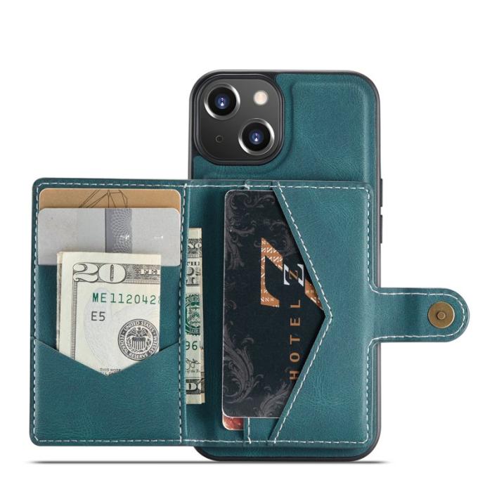 JEEHOOD - JEEHOOD iPhone 14 Skal Läder Plast Magnetisk 2-i-1 - Blå