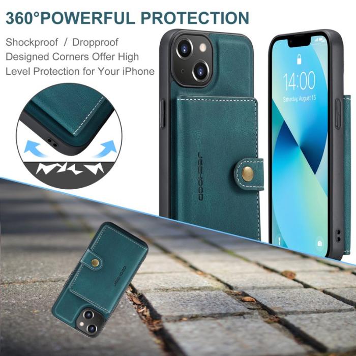 JEEHOOD - JEEHOOD iPhone 14 Skal Läder Plast Magnetisk 2-i-1 - Blå