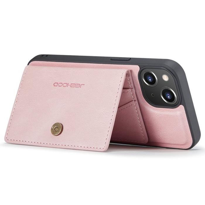 JEEHOOD - JEEHOOD iPhone 14 Skal Läder Plast Magnetisk 2-i-1 - Rosa