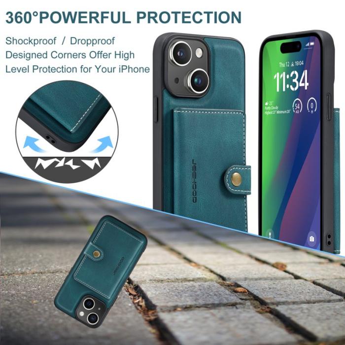 JEEHOOD - JEEHOOD iPhone 15 Fodral Konstläder Coated TPU - Blå