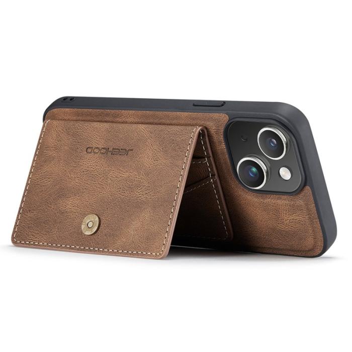 JEEHOOD - JEEHOOD iPhone 15 Fodral Konstläder Coated TPU - Brun