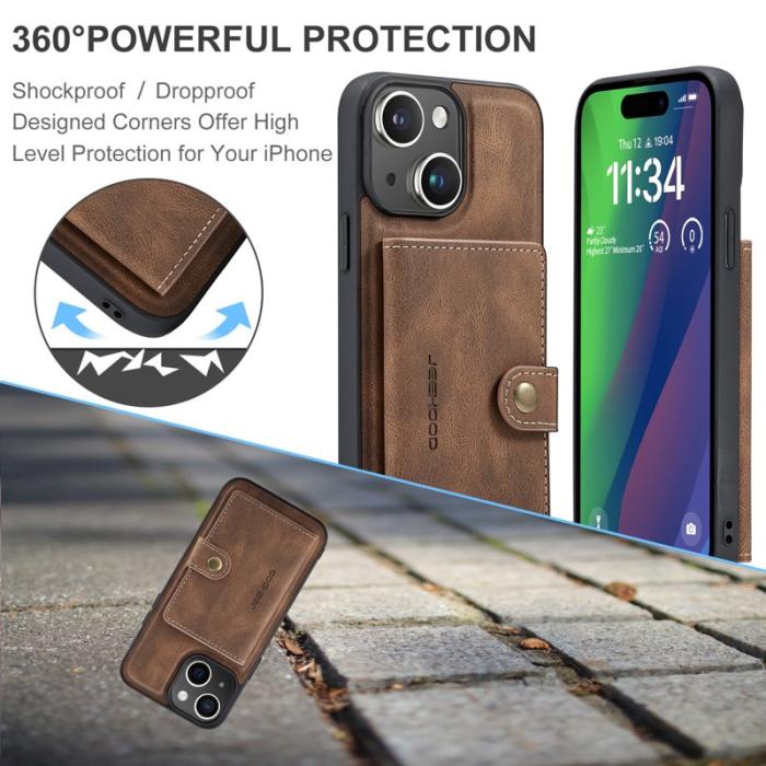 JEEHOOD - JEEHOOD iPhone 15 Fodral Konstläder Coated TPU - Brun