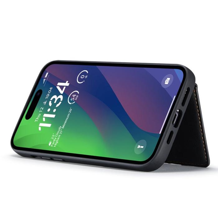 JEEHOOD - JEEHOOD iPhone 15 Fodral Konstläder Coated TPU - Svart