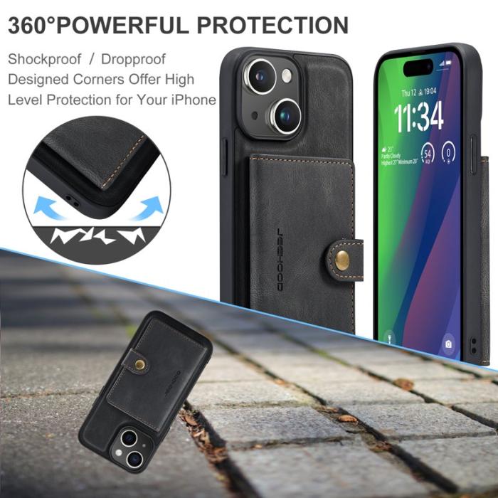 JEEHOOD - JEEHOOD iPhone 15 Fodral Konstläder Coated TPU - Svart