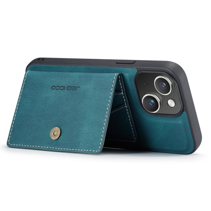 JEEHOOD - JEEHOOD iPhone 15 Plus Fodral KonstLäder Avtagbar - Blå