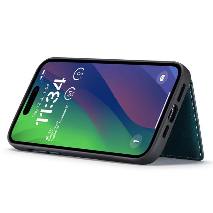 JEEHOOD - JEEHOOD iPhone 15 Plus Fodral KonstLäder Avtagbar - Blå