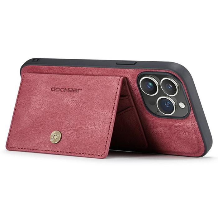 JEEHOOD - JEEHOOD iPhone 15 Pro Max Fodral Konstläder Plast Skydd - Röd