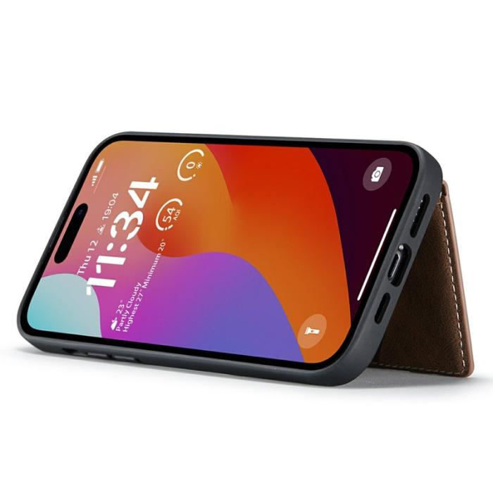 JEEHOOD - JEEHOOD iPhone 15 Pro Mobilskal 2-i-1 Med Ställ Läder - Brun