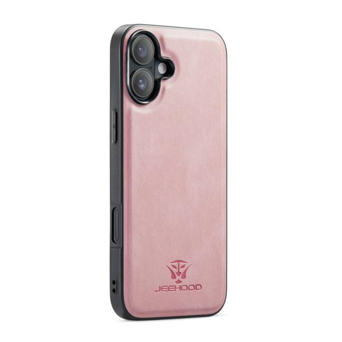 JEEHOOD - JEEHOOD iPhone 16 Fodral Äkta Läder + Plast Avtagbar - Rosa