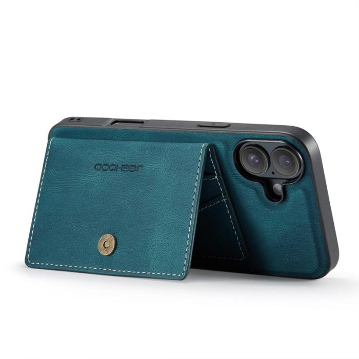 JEEHOOD - JEEHOOD iPhone 16 Plus Fodral Äkta Läder + Plast Avtagbar - Blå