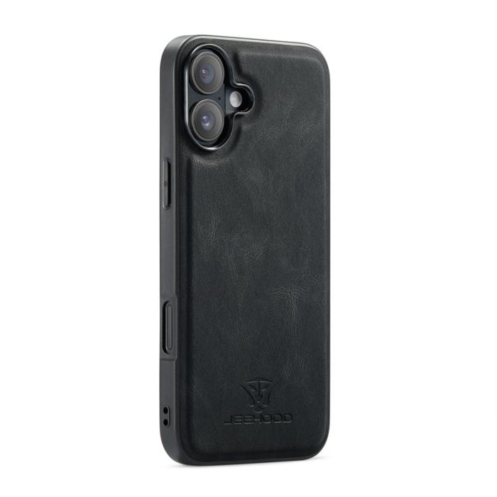 JEEHOOD - JEEHOOD iPhone 16 Plus Fodral Äkta Läder + Plast Skydd - Svart