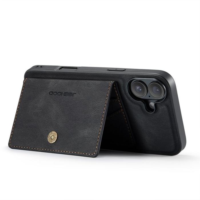 JEEHOOD - JEEHOOD iPhone 16 Plus Fodral Äkta Läder + Plast Skydd - Svart