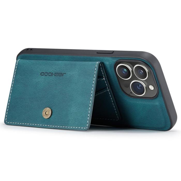 JEEHOOD - JEEHOOD iPhone 16 Pro Fodral Äkta Läder + Plast Avtagbar - Blå