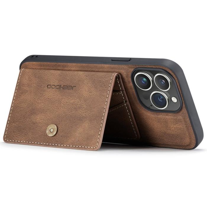 JEEHOOD - JEEHOOD iPhone 16 Pro Fodral Äkta Läder + TPU - Brun