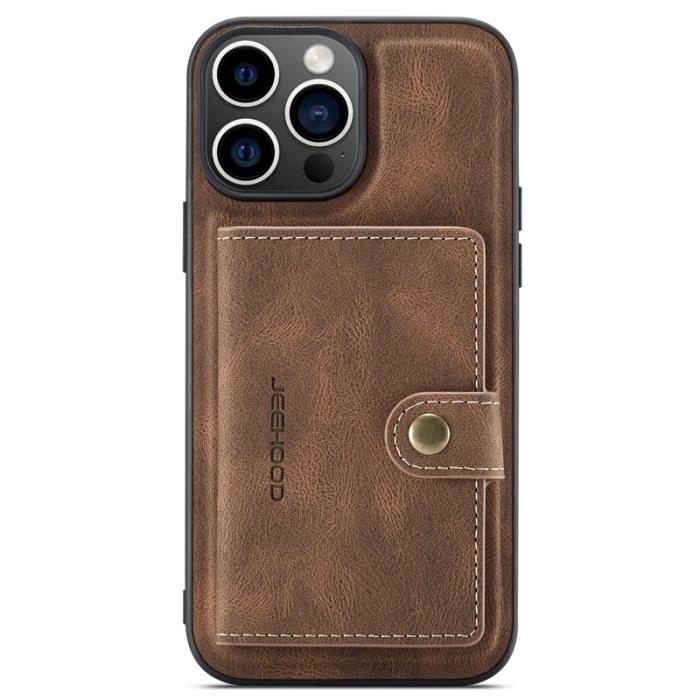 JEEHOOD - JEEHOOD iPhone 16 Pro Fodral Äkta Läder + TPU - Brun