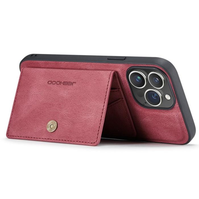 JEEHOOD - JEEHOOD iPhone 16 Pro Fodral Äkta Läder + TPU - Röd