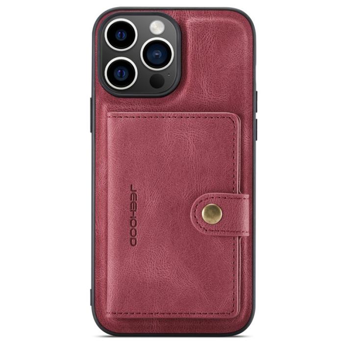 JEEHOOD - JEEHOOD iPhone 16 Pro Fodral Äkta Läder + TPU - Röd