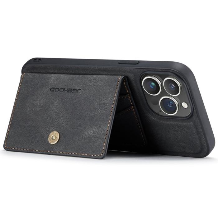 JEEHOOD - JEEHOOD iPhone 16 Pro Fodral Äkta Läder + TPU - Svart