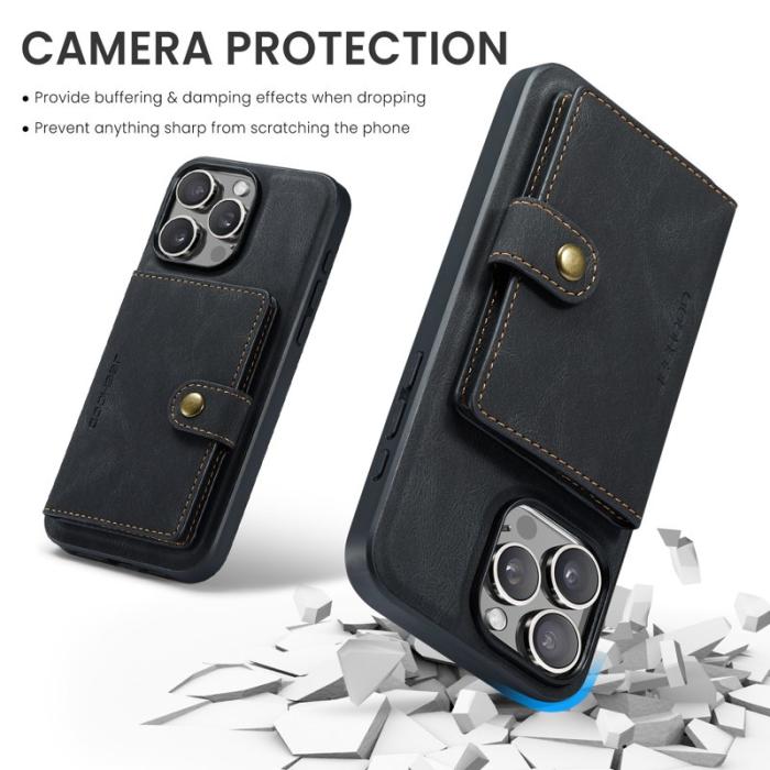 JEEHOOD - JEEHOOD iPhone 16 Pro Max Fodral Äkta Läder + Plast - Svart