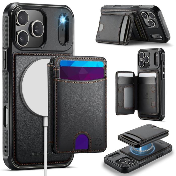 JEEHOOD - JEEHOOD iPhone 17 Pro Fodral Äkta Läder - Svart