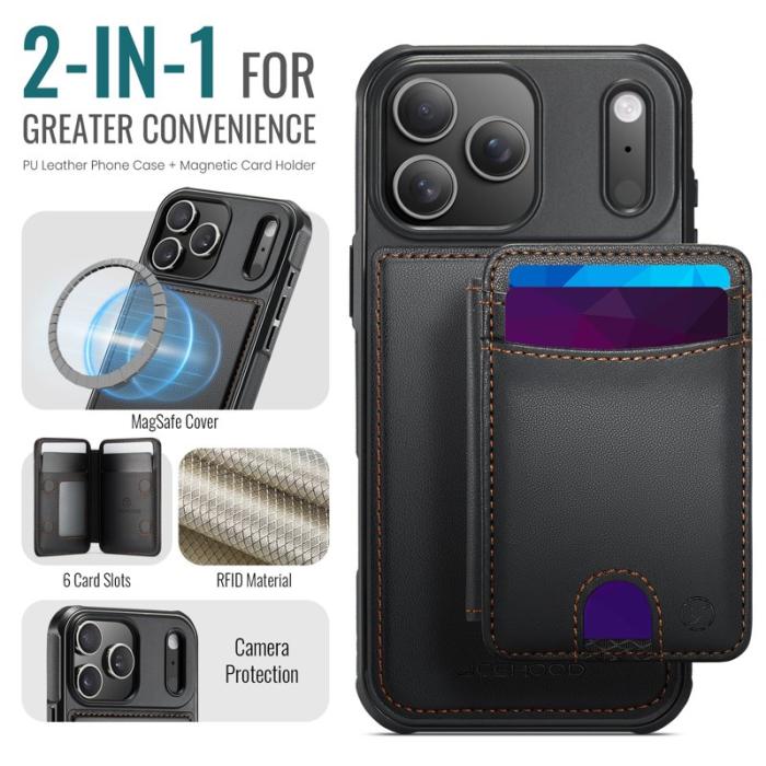 JEEHOOD - JEEHOOD iPhone 17 Pro Fodral Äkta Läder - Svart