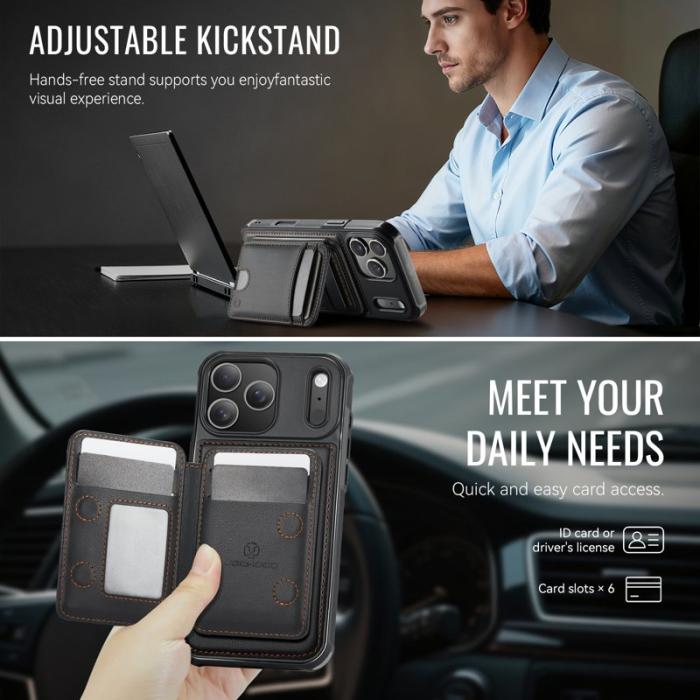 JEEHOOD - JEEHOOD iPhone 17 Pro Fodral Äkta Läder - Svart