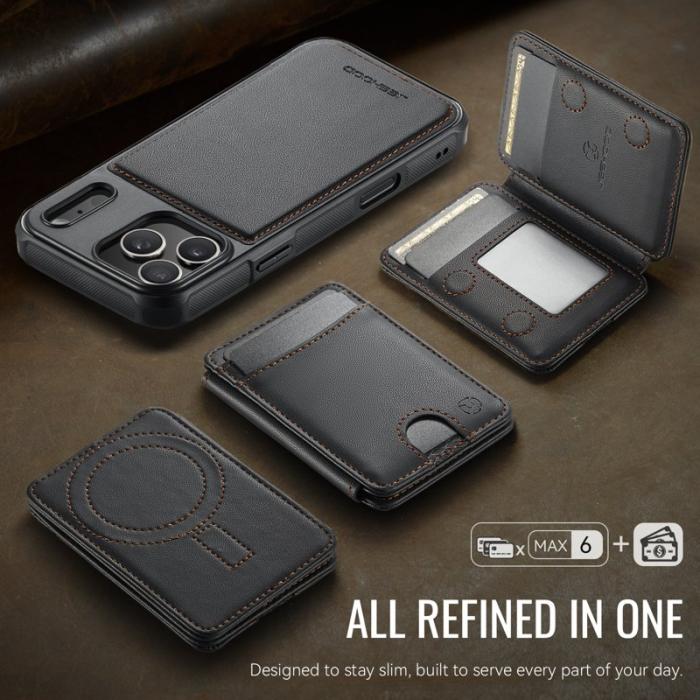 JEEHOOD - JEEHOOD iPhone 17 Pro Fodral Äkta Läder - Svart