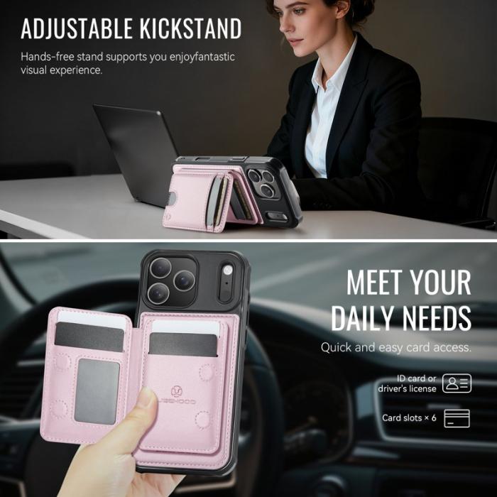 JEEHOOD - JEEHOOD iPhone 17 Pro Max Fodral Äkta Läder - Rosa