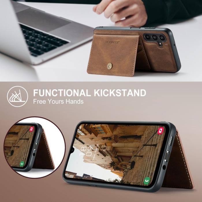 JEEHOOD - JEEHOOD Samsung Galaxy A16 5G Fodral Äkta Läder - Brun