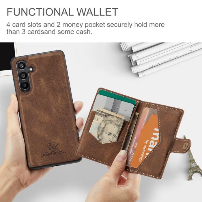 JEEHOOD - JEEHOOD Samsung Galaxy A16 5G Fodral Äkta Läder - Brun
