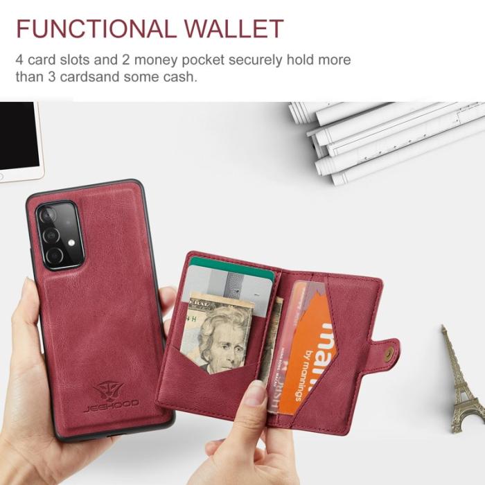 JEEHOOD - JEEHOOD Samsung Galaxy A33 5G Fodral Äkta Läder - Röd