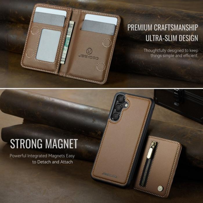JEEHOOD - JEEHOOD Samsung Galaxy A35 5G Fodral Magnetiskt Läder - Brun