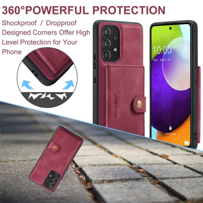 JEEHOOD - JEEHOOD Samsung Galaxy A53 5G Fodral Konstläder Magnetisk - Röd