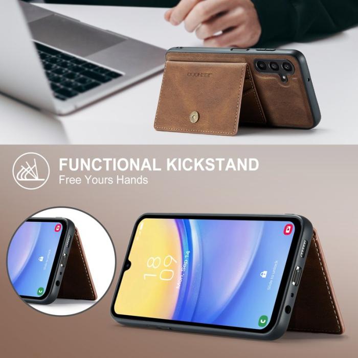 JEEHOOD - JEEHOOD Samsung Galaxy A54 5G Fodral Äkta Läder - Brun