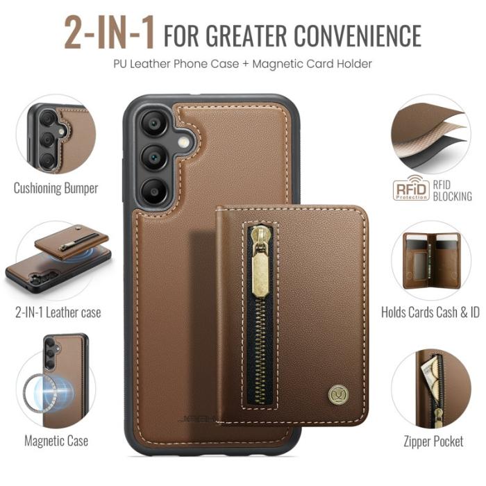 JEEHOOD - JEEHOOD Samsung Galaxy A55 5G Plånboksfodral Konstläder Magnetisk - Brun