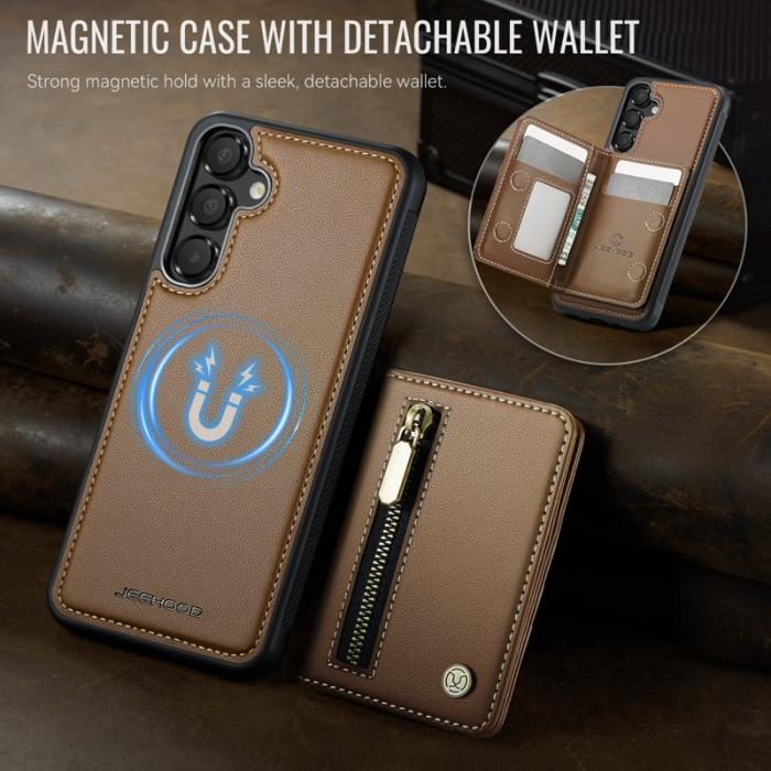 JEEHOOD - JEEHOOD Samsung Galaxy A55 5G Plånboksfodral Konstläder Magnetisk - Brun