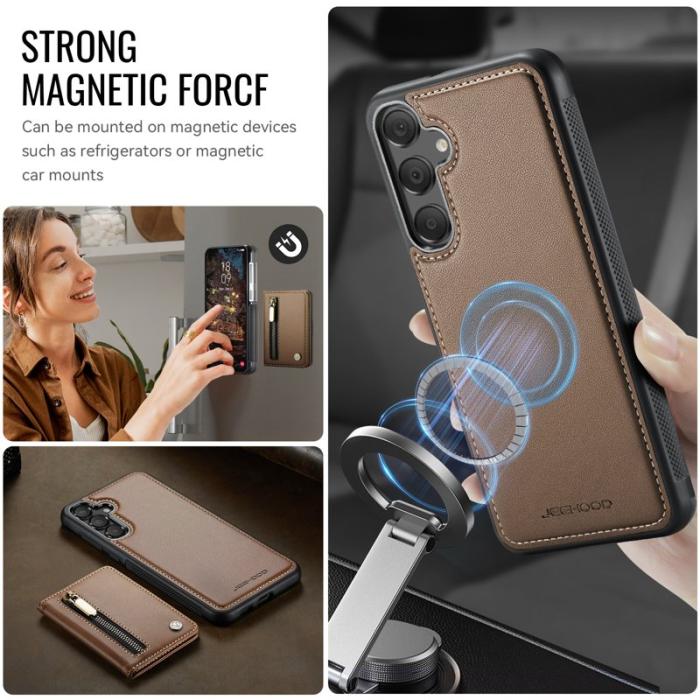 JEEHOOD - JEEHOOD Samsung Galaxy A55 5G Plånboksfodral Konstläder Magnetisk - Brun
