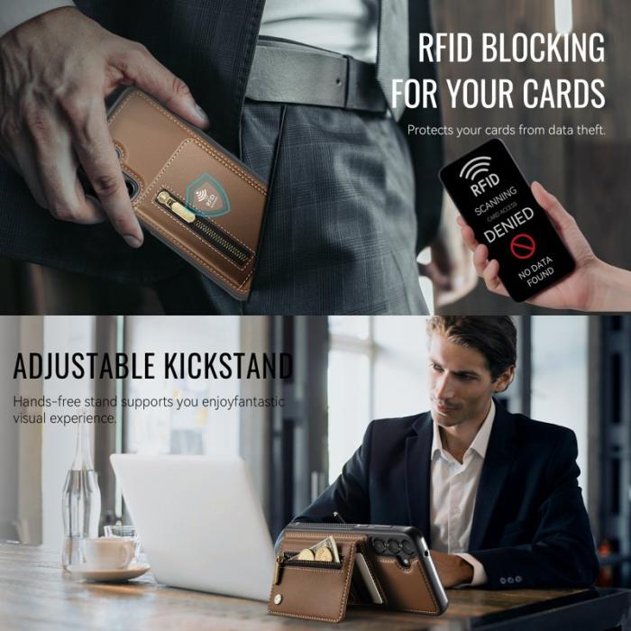 JEEHOOD - JEEHOOD Samsung Galaxy A55 5G Plånboksfodral Konstläder Magnetisk - Brun