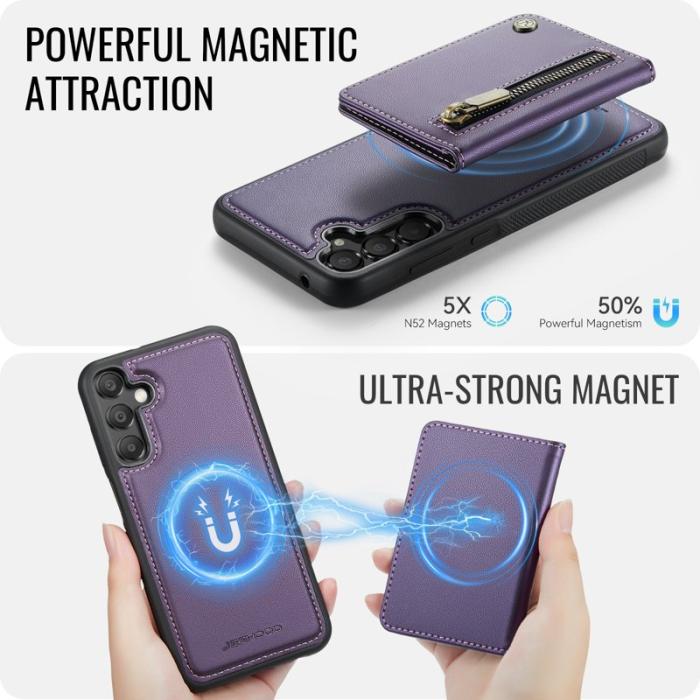 JEEHOOD - JEEHOOD Samsung Galaxy A55 5G Plånboksfodral Avtagbart Konstläder Lila